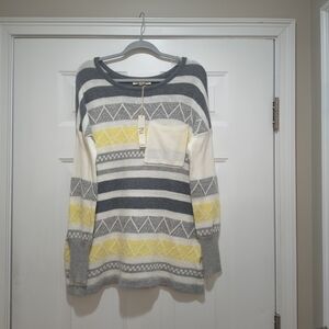 NWT  Love stitch Striped Tunic Wool Blend Sweater